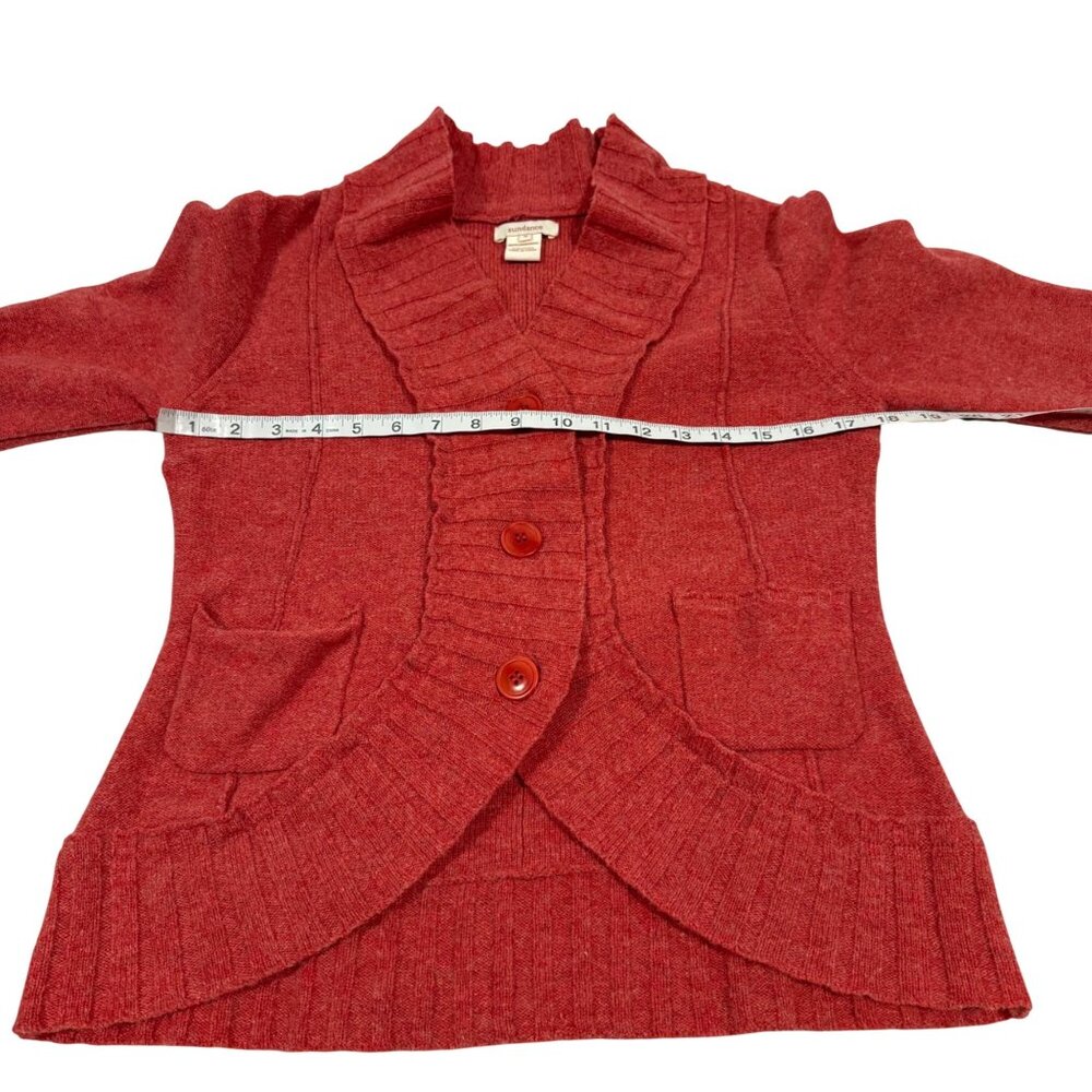Sundance‎ Heather Red Ruffle Cardigan Size S - Picture 7 of 7